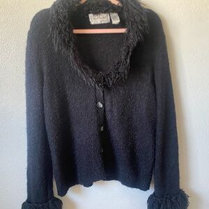 Women's Black Fuzzy Cardigan